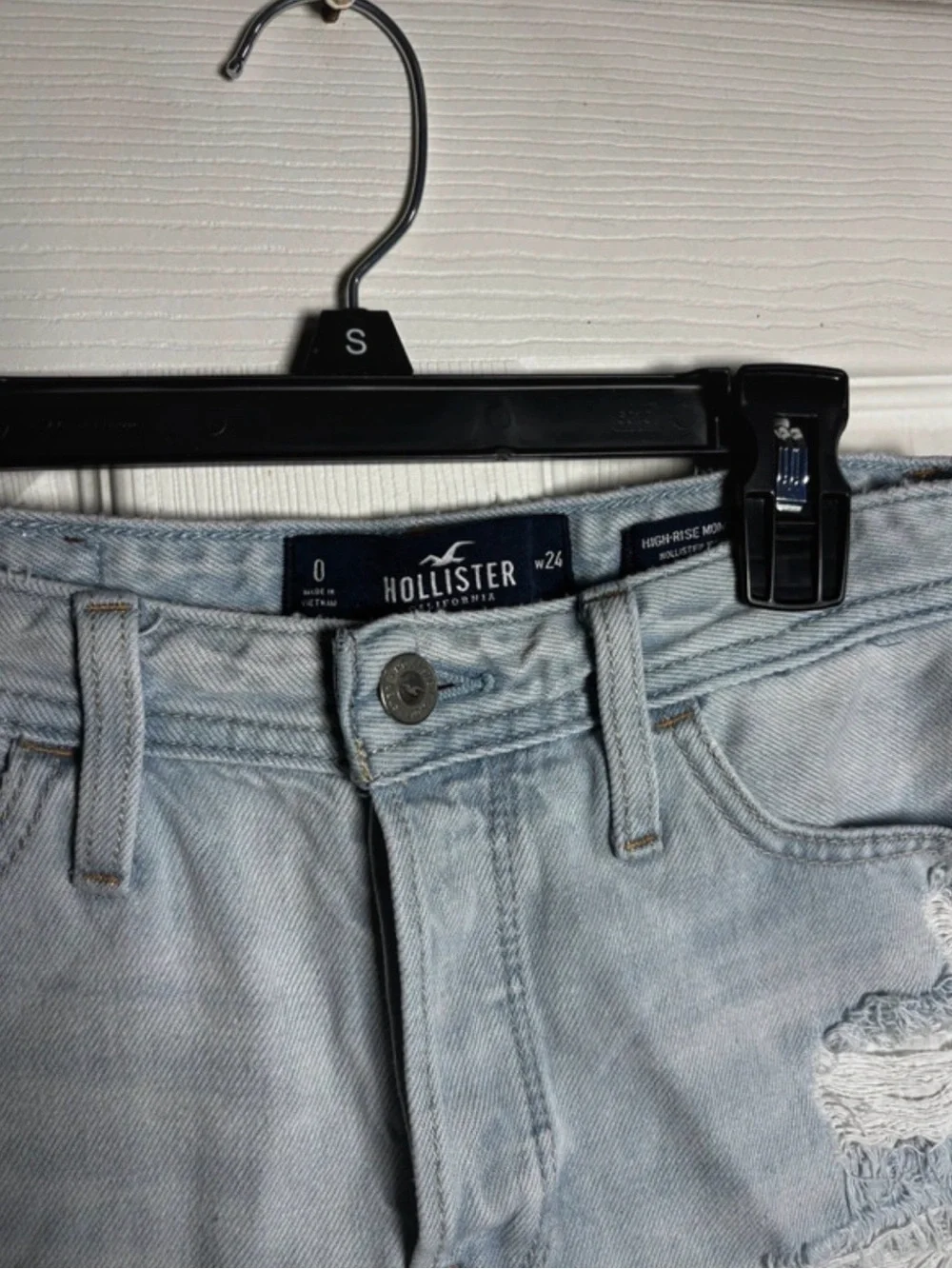 Hollister Faded Light Blue Ripped Denim Shorts
